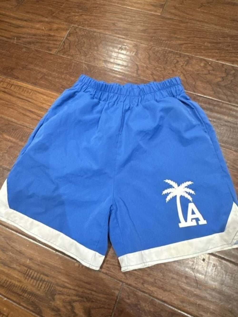 ROMWE Blue LA Palm Tree Graphic Athletic Shorts Size S